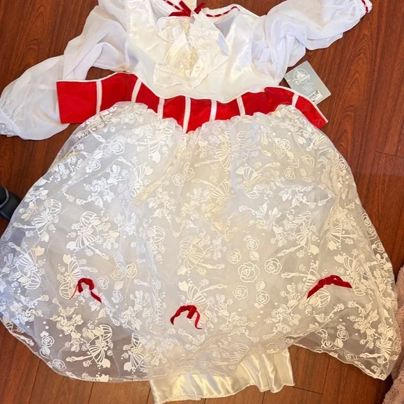 Disney Parks Mary Poppins Elegant Red and White Kids Costume w/matching Hat - Picture 1 of 14